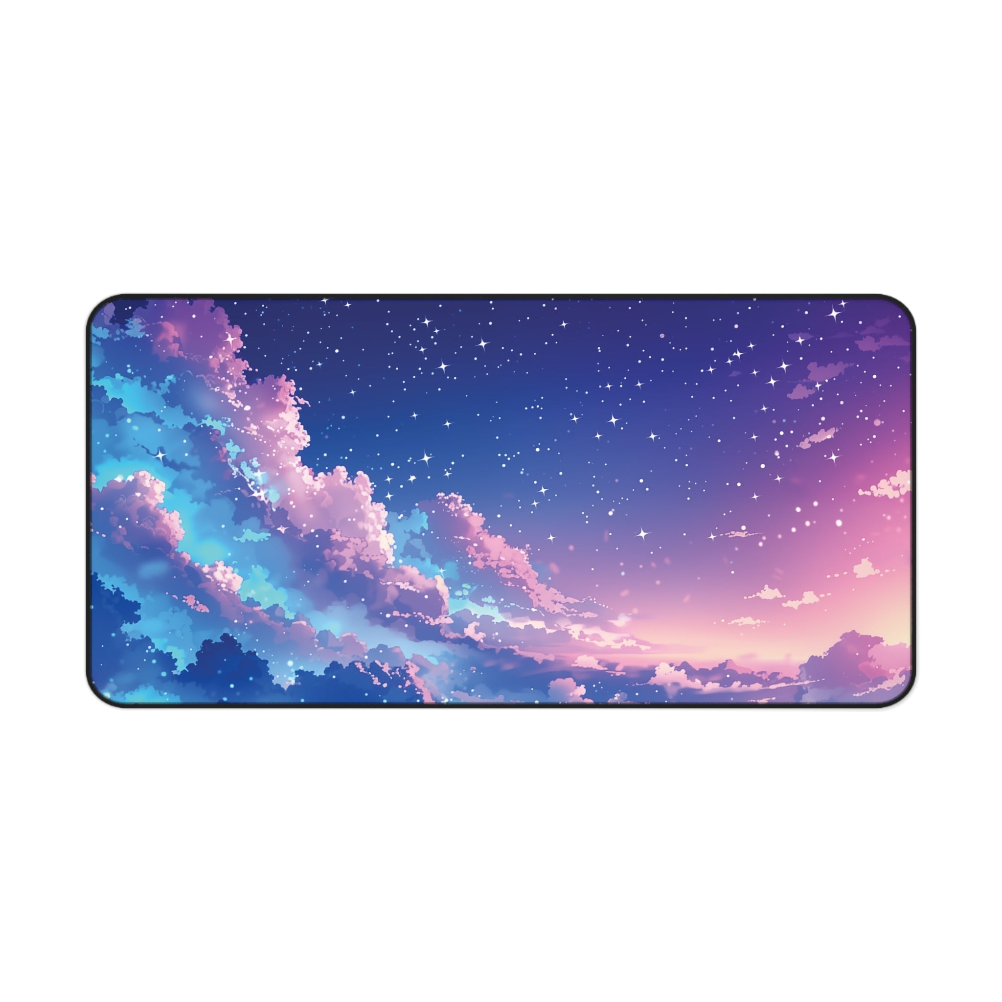 Starry Sky and Pastel Clouds Desk Mat