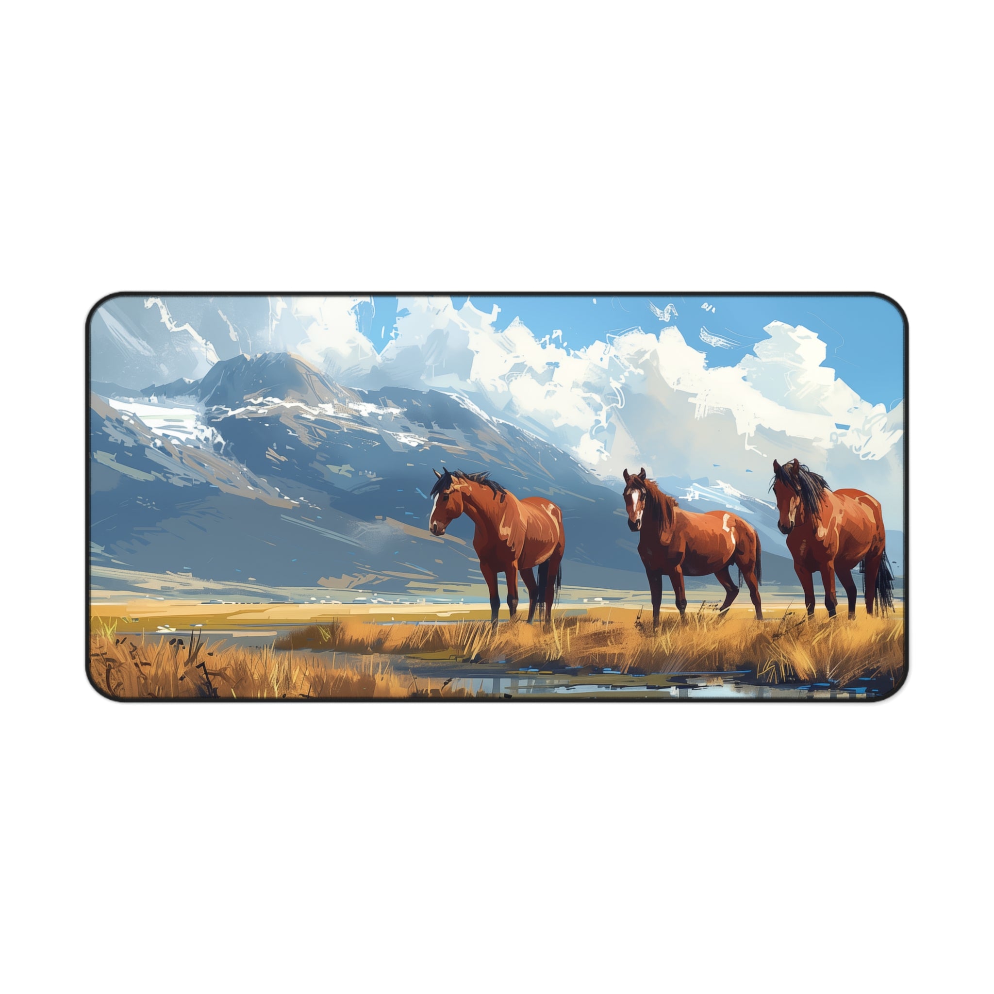 Majestic Horses in Mountain Valley Desk Mat