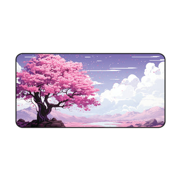 Vivid Cherry Tree Blossoms Desk Mat