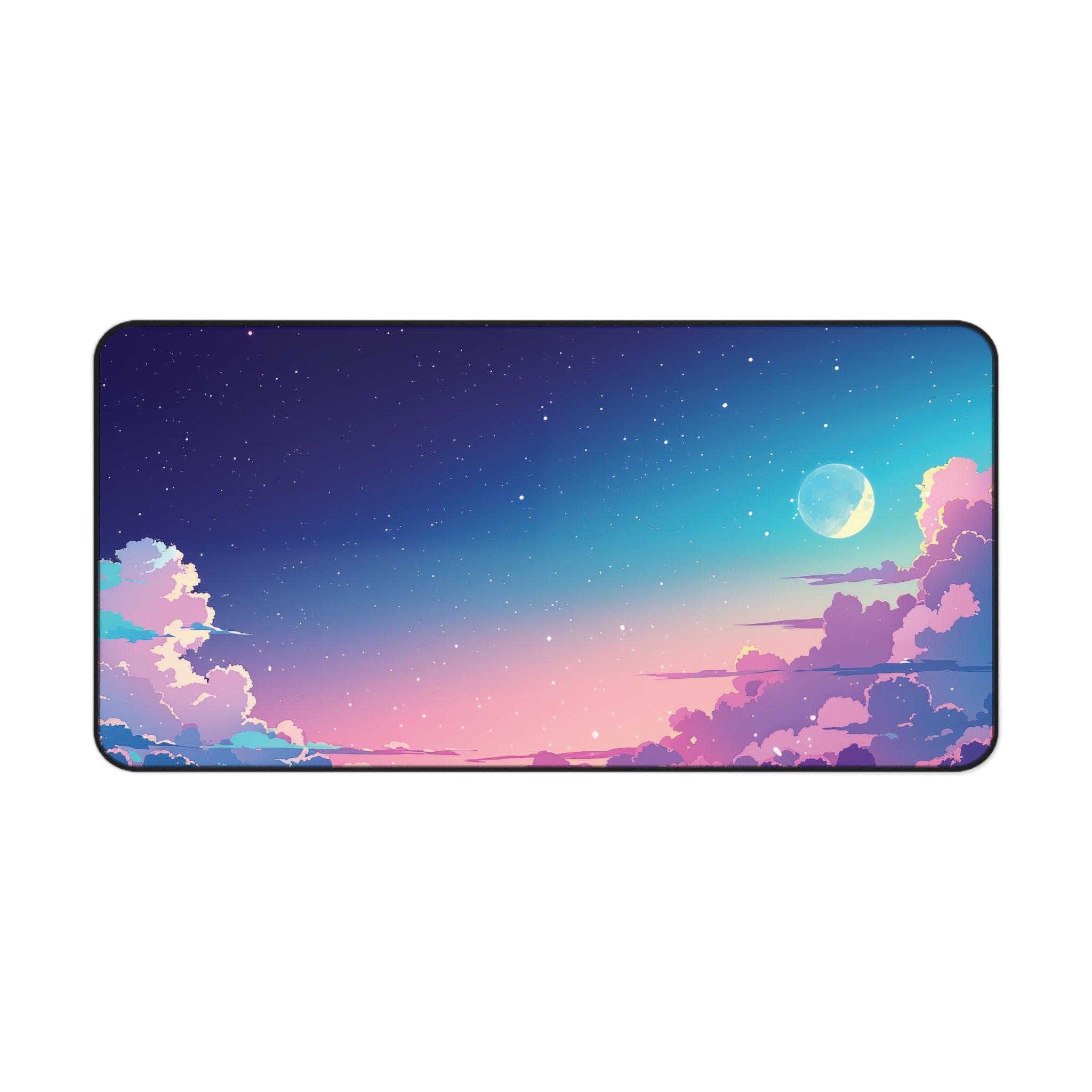 Moonlit Sky and Pastel Clouds Desk Mat