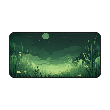 Moonlit Green Meadow Desk Mat