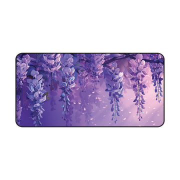 Wisteria Blooms on Gradient Background Desk Mat