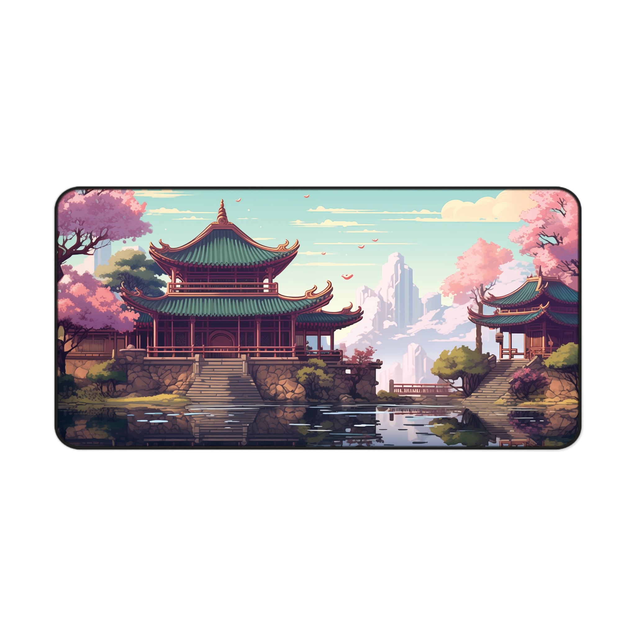 Serene Japanese Temple Desk Mat