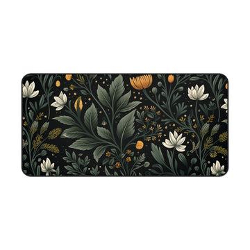 Botanical Greenery and Floral Pattern Desk Mat